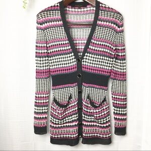 Rachel Roy Signature•pink lightweight linen crochet button down Cardigan small